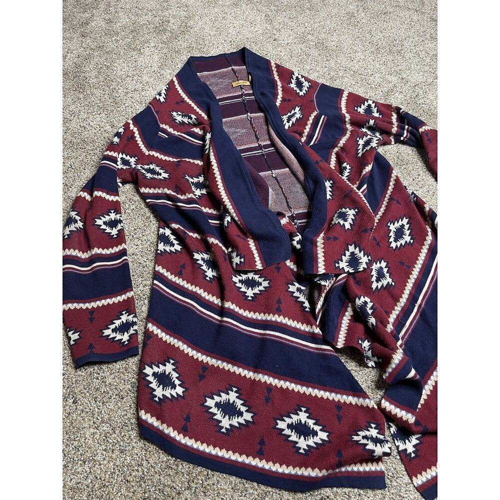 Wrangler Southwest Waterfall Open Front Cardigan Red Blue Size Large